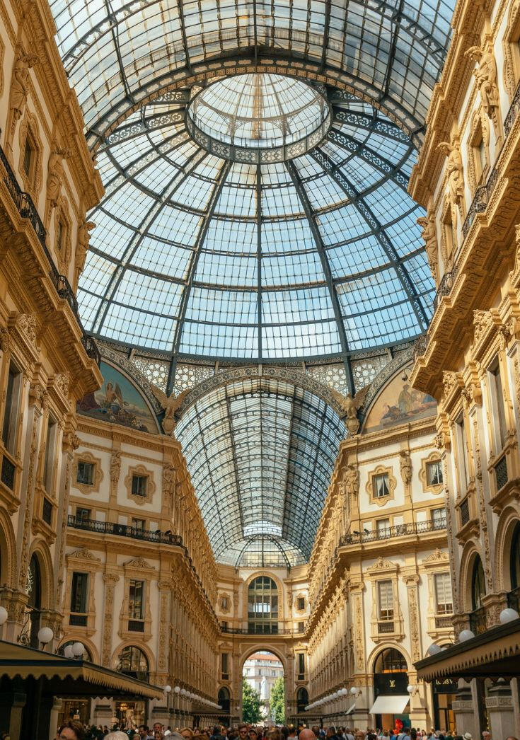 Italy Advertising in Milan and Beyond Galleria Vittorio Emanuele II interior in Milan, Italy, from Italy advertising paid media agency